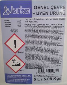 GENEL ÇEVRE DEZENFEKTANI 5 LT (SADECE YURTİÇİ KARGO İLE GÖNDERİLİR)